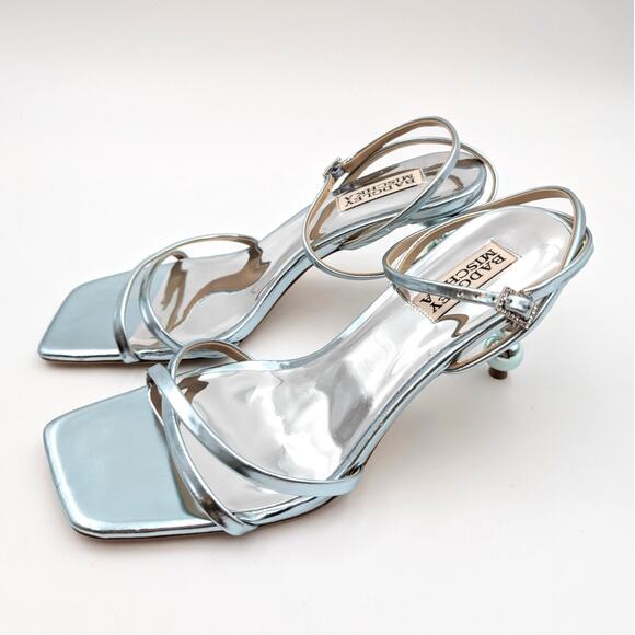 Badgley Mischka Ivette Pearl Heel Evening Sandals Women's Blue Size US8M EU39 - Picture 1 of 10